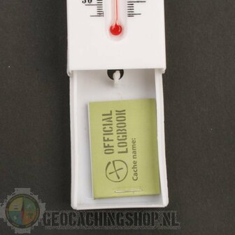 Thermometer cache container