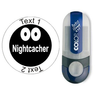 Nightcacher - stempel met tekst, rond &Oslash; 25mm (Nr. 64)