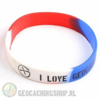 Armband - Geocaching, this is our world Rood-wit-blauw