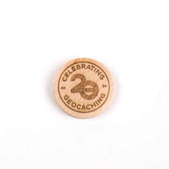 Wooden coin - 20 years Geocaching