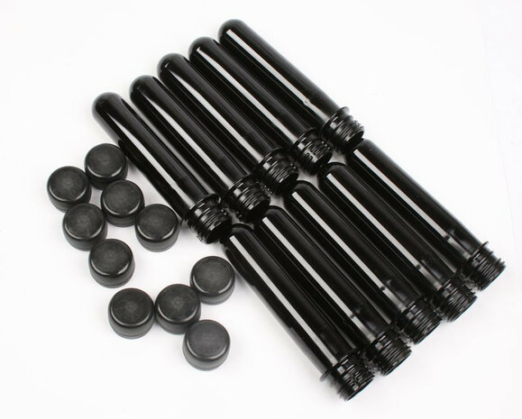 10 x PETling zwart, inkl. dop (zwart)