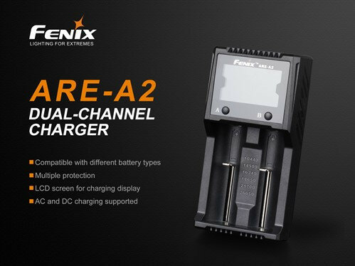 Fenix - ARE-A2 dual batterijlader voor verschillende formaten