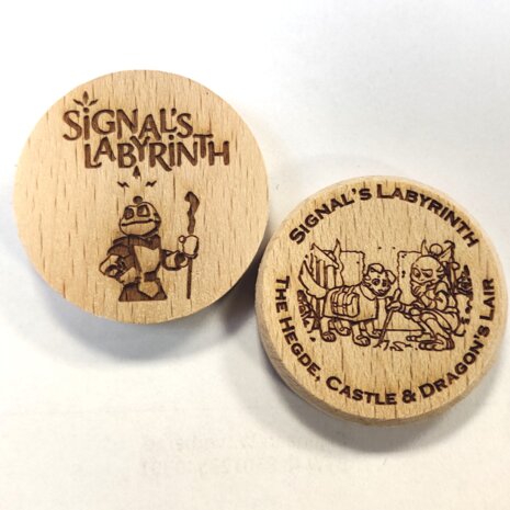 Wooden coin - Labyrinth - The Hedge - The Castle - The Dragon's Lair