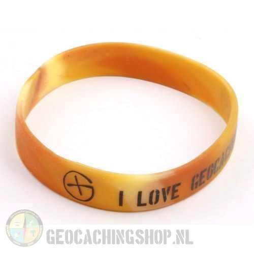 Armband - I Love Geocaching camo bruin