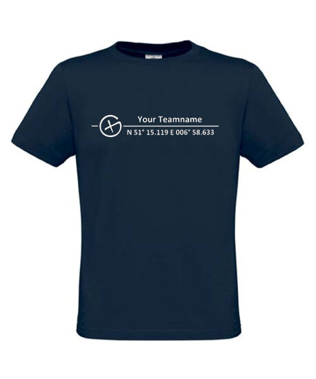 Logo + Koordinaten, T-Shirt (blauw)