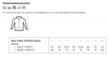 Geocaching Vest M/V-maattabel