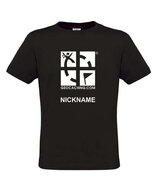 Groundspeak Logo, T-Shirtmet teamnaam (zwart)